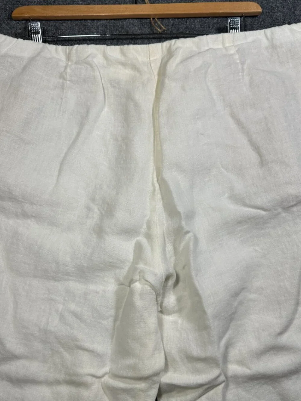 J Jill Pants Womens XL Love Linen Ivory Flat Front Pull On Elastic Waist Pockets - Picture 7 of 7